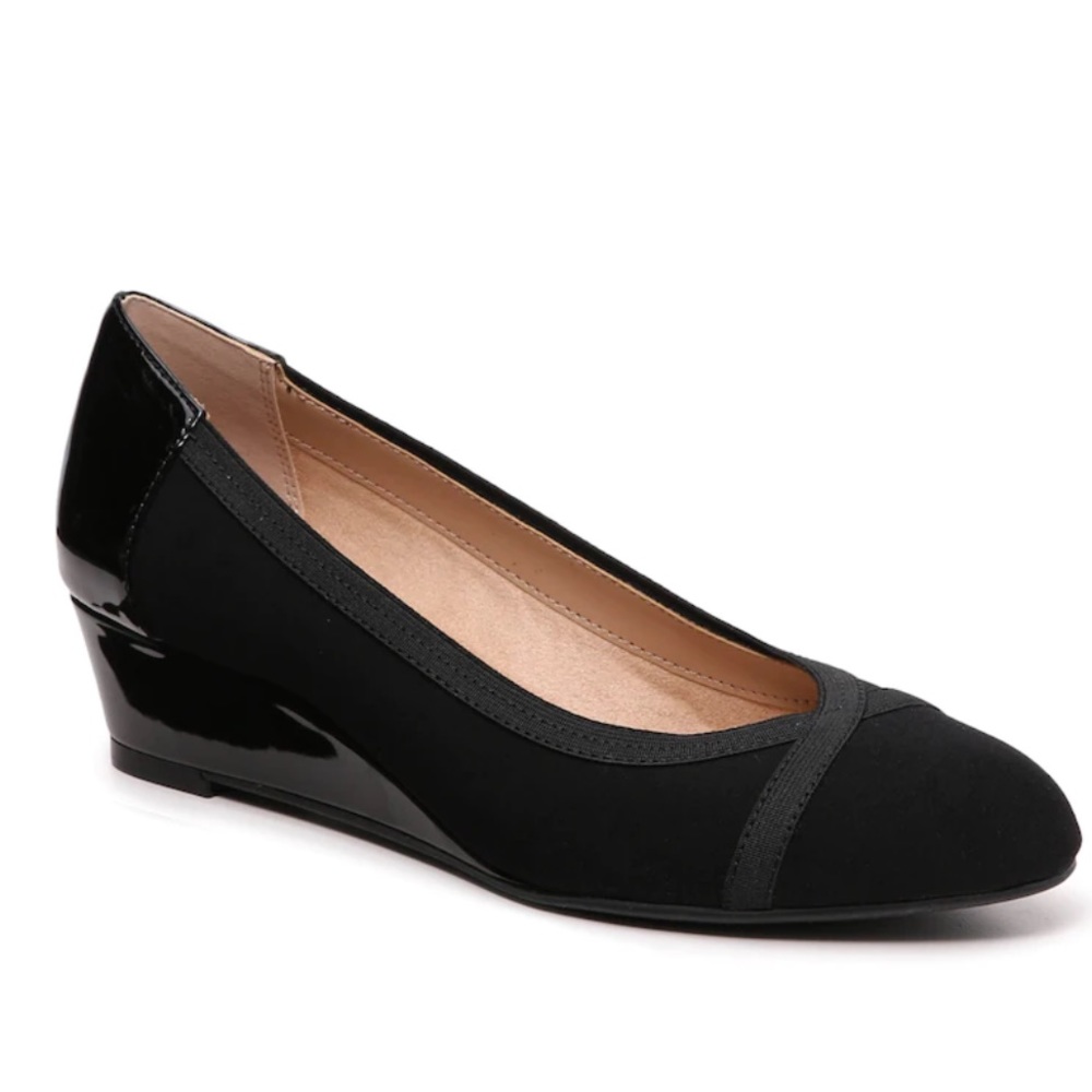 Kelly & Katie Black Wedge Pumps